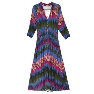 NWOT Soft Surroundings Midi Shirt Dress Women M Ancient Isle Jersey Colorfu Boho